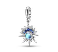 ZUOHUI Dijes de estrella de ocho puntas con piedra lunar en plata esterlina S925 for mujer, ideales for pulseras y collares Pandora, Biagi o Chamilia.