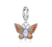 ZUOHUI Dijes de mariposa estilo bosque en plata de ley 925 for mujer, ideales for pulseras y collares Pandora, de 4,5 mm, ideales for hacer joyas.