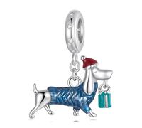 ZUOHUI Dijes de perro salchicha de plata de ley 925 for mujer, ideales for pulseras Pandora, for hacer joyas DIY.(BSC1069)
