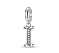 ZUOHUI Dijes de plata de ley 925 con 26 letras del alfabeto for pulsera Pandora, ideal como regalo for mujer, esposa o hija.(I)