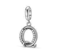 ZUOHUI Dijes de plata de ley 925 con 26 letras del alfabeto for pulsera Pandora, ideal como regalo for mujer, esposa o hija.(Q)