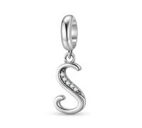 ZUOHUI Dijes de plata de ley 925 con 26 letras del alfabeto for pulsera Pandora, ideal como regalo for mujer, esposa o hija.(S)