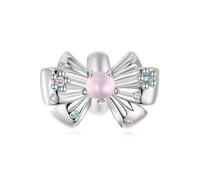 ZUOHUI Dijes de plata de ley S925 for joyería de bricolaje: mariposa rosa primaveral, lazo, cuentas de tetera, regalos románticos for ella, compatible con pulseras europeas Pandora(SCC3275)