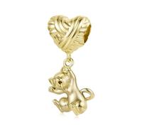 ZUOHUI Encantos de globos de corazón de gato de cobre chapados en oro for mujer for hacer joyas - Lindas cuentas de gatito for pulseras Pandora, regalo de San Valentín DIY