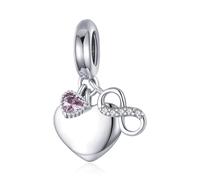 ZUOHUI Encantos de plata de ley 925 for pulseras Pandora, accesorio colgante DIY de amor sin fin en forma de corazón(In stock)