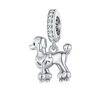 ZUOHUI Encantos del grano del caniche de la plata esterlina 925 de las mujeres, colgante elegante hecho a mano de Diy for Pandora u otros estilos de pulsera y collares europeos