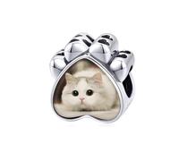 ZUOHUI Foto personalizada pata de gato abalorio de plata de ley S925 for pulsera DIY collar llavero, regalo for su esposa novia en cumpleaños Navidad