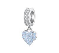 ZUOHUI Juego de dijes de plata de ley S925: corazón, trébol de cuatro hojas y cuentas de mariposa for joyería de bricolaje, regalo de mujer for pulseras (agujero de 0,45 cm)(BSC211-BU)