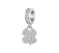 ZUOHUI Juego de dijes de plata de ley S925: corazón, trébol de cuatro hojas y cuentas de mariposa for joyería de bricolaje, regalo de mujer for pulseras (agujero de 0,45 cm)(BSC1242)