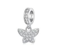 ZUOHUI Juego de dijes de plata de ley S925: corazón, trébol de cuatro hojas y cuentas de mariposa for joyería de bricolaje, regalo de mujer for pulseras (agujero de 0,45 cm)(BSC1243)