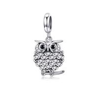 ZUOHUI Lindo dije de búho for pulseras Pandora - Cuenta de cobre chapada en platino, orificio de 4,5 mm, dije de joyería DIY de 2,2 cm for mujer