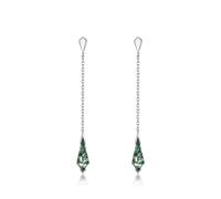 ZUOHUI Pendientes colgantes geométricos de plata de ley S925, color verde musgo, for mujer, hipoalergénicos, chapados en oro, ligeros, con caja de regalo