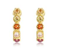 ZUOHUI Pendientes de aro Huggie de plata de ley S925 for mujer, pendientes de piedra lunar azul chapados en oro de 10 quilates, pendientes retro hipoalergénicos for orejas sensibles, caja de regalo