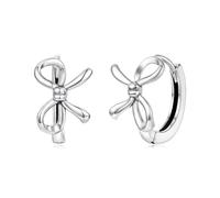 ZUOHUI Pendientes de aro tipo «huggie» de plata de ley S925 con lazo ondulado para mujer Hipoalergénicos, pequeños aros tipo «sleeper» con detalle de lazo, ideales para orejas sensibles