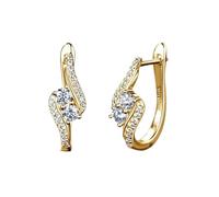 ZUOHUI Pendientes de aro trenzados de plata de ley S925 for mujer, colgante retro de moissanita, aros pequeños hipoalergénicos, regalo for viajes de boda(Gold)