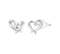 ZUOHUI Pendientes de botón de amor entrelazado de plata de ley 925 for mujer, for piel sensible, con caja