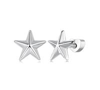 ZUOHUI Pendientes de estrella de plata de ley S925 for mujer, con textura 3D de luz estelar, ideales for uso diario, fiestas y regalos.
