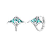 ZUOHUI Pendientes de Mantarraya de Plata de Ley S925 para Mujer, Aros Pequeños Hipoalergénicos con Anzuelo Estilo Océano para Dormir con Caja de Regalo Reciclable
