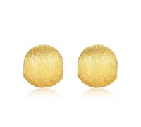 ZUOHUI Pendientes de plata de ley S925 chapados en oro de 10 quilates, aros minimalistas cepillados a mano for mujer, lujo ligero vintage hipoalergénico, caja de regalo de 11 mm/15 mm(S)