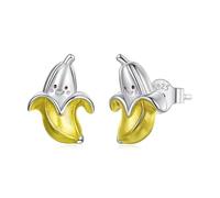 ZUOHUI Pendientes de plata de ley S925 con forma de plátano y aguacate for mujer, bonitos pendientes de fruta hipoalergénicos, regalo ligero for orejas sensibles(SCE2010)