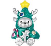ZUOHUI Plata 925 Fiesta Campana Guirnalda Charm for Pandora | Compatible con Troll Biagi Chamilia esmalte árbol oso DIY regalo Colgante Cumpleaños San Valentín Navidad