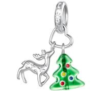 ZUOHUI Plata 925 Fiesta Campana Guirnalda Charm for Pandora | Compatible con Troll Biagi Chamilia esmalte árbol oso DIY regalo Colgante Cumpleaños San Valentín Navidad
