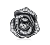 ZUOHUI Pulsera de silicona con forma de rosa de plata esterlina S925 for mujer, con espaciadores y cuentas compatibles con pulseras y collares Pandora, Biagi, Troll y Chamilia.