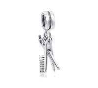 ZUOHUI S925 cuentas de plata esterlina, tijeras y peine colgante hecho a mano for Pandora Troll Chamilia Charm Bracelet