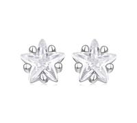 ZUOHUI S925 Sterling Silver Star Stud Earrings for Women, Dainty Sparkling Zircon Earrings for Daily Wear & Parties, Fresh Sweet Style