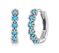 ZUOHUI S925 Sterling Silver Turquoise & Cubic Zirconia Butterfly Earrings for Women, Hypoallergenic Stud/Hoop Set, Rococo Gift for Sensitive Ears(BSE1276)