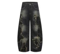 ZUOHUI Vaqueros Desgastados con retales Wasteland for Hombre, Pierna Recta Suelta, Uso Informal y Diario for jóvenes de 18 a 25 años | Estilo de la Calle Principal(XXL)