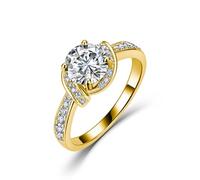 ZUOHUI Viviflower Anillo de moissanita de Plata de Ley S925, Corte D-VVS1 3EX, Alianza de Compromiso con halo de vástago Torcido for Mujer, Anillo de Aniversario apilable(Gold,5)