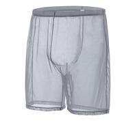 ZUOLAIYIN Ropa interior transparente de malla para hombre para dormir de nailon casual suelto ver a través de ropa interior bóxer shorts, gris, L