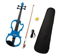 ZUOMU Violín Eléctrico Silencioso De Madera Maciza, Accesorios De Ébano En Color Azul, Juego De Violín Con Arco De Madera De Brasil Violón Set