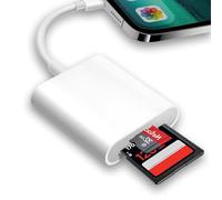 ZUOQIANG Lector Tarjetas SD para iPhone iPad, 2 en 1 Lector de Tarjetas SD, Adaptador de Tarjeta de Memoria de Fotografía, Plug & Play, SD Card Reader con Doble Ranura