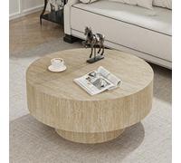 ZUOWENYG Mesa de café Redonda de 76 cm con Efecto travertino, Mesa Central Circular Moderna y Minimalista con Estilo escandinavo para Sala de Estar, travertino