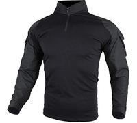 zuoxiangru Camiseta de Combate táctica para Hombres, Camisa Transpirable Ripstop para Caza Militar Airsoft (Negro, EU XL=Tag 3XL)