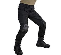 zuoxiangru Pantalones tácticos multicámara para Hombres Multi-Bolsillos Camuflaje Militar Pantalones de Caza de Combate Airsoft al Aire Libre con Rodilleras (Negro, Tag 32)
