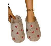 ZuoXun Pantuflas de invierno para mujer, con forma de corazón, suela suave, zapatillas de interior