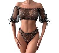 ZUOYIMEI Women Lingerie Sexy Lingeriewomen Sexy Outfit Forwomen Nigleege Sexywomen Women Sleepwear Low Collarwomen Lace Halter Costume A-Black M