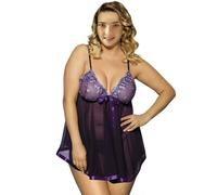 ZUOYIMEI Women's Erotic Underwear Off-The-Shoulder Sexy Outfit Adjustable Open Lace Halter Costume A-Purple 4XL