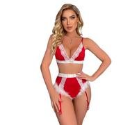 ZUOYIMEI Women's Maid Uniform Wedding Anniversary Dating Erotic Underwear Sexy Cosplay Outfit F-Red S