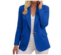 Zuoyue Blazer para mujer vintage elegante y elegante grandes tamaños frente abierto botón con bolsillos cuello a solapa blazer mujeres oficina trabajo Slim fit chaqueta, azul, M