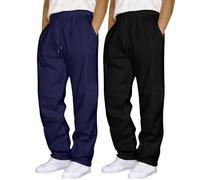 Zuoyue - Pantalón para hombre, holgado, de gran tamaño, para hombre, cómodo, transpirable, informal, holgado, holgado, color liso, pantalones de trabajo para hombre, sudaderas, C-Marina., XXL
