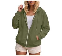 Zuoyue Sudadera con capucha para mujer con cremallera de color sólido casual con capucha para mujer con cremallera cómoda para todos los días para diario, descanso en casa, movimiento y citas, Ag-1, L