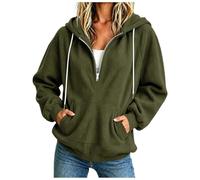 Zuoyue - Sudadera con capucha para mujer, con cremallera, forro polar, color liso, con bolsillos para temporada de frío, hogar, paseo, gimnasio y salidas casuales, B-ag, S
