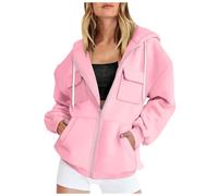 Zuoyue - Sudadera con capucha para mujer, con cremallera, forro polar de gran tamaño, con cremallera, para uso versátil, interior, exterior, fin de semana y salidas, rojo, XL