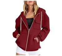 Zuoyue - Sudadera con capucha para mujer, con cremallera, forro polar de gran tamaño, con cremallera, para uso versátil, interior, exterior, fin de semana y salidas, vino., XXL