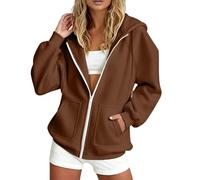 Zuoyue Sudadera con capucha para mujer con cremallera informal cómoda con cremallera para mujer, con bolsillos de canguro para diario, descanso en casa, movimiento y citas, B-Café, S