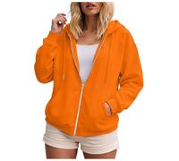 Zuoyue - Sudadera con capucha para mujer, con cremallera, informal, cómodo, con capucha, para uso diario, para otoño, invierno, ocio, deporte, relajación y vida cotidiana, B-naranja., S